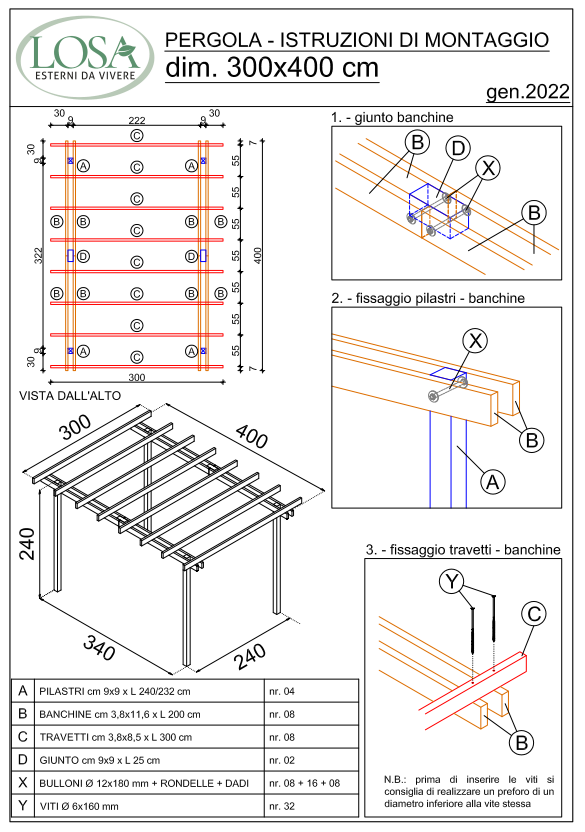 sezioni pergola cm.300x400