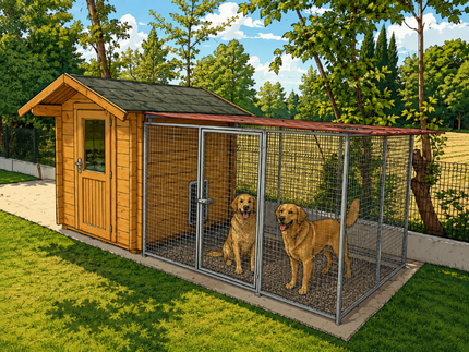 box in legno con ampia gabbia sgambatoio